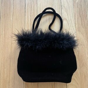 Stylish Black Faux Fur Women's Shoulder Bag